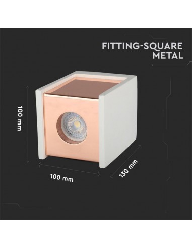 3115-Portafaretto LED Montaggio a Plafone Quadrato GU Corpo in Gesso Base Rosa Dorato-3