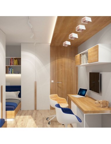 3115-Portafaretto LED Montaggio a Plafone Quadrato GU Corpo in Gesso Base Rosa Dorato-5