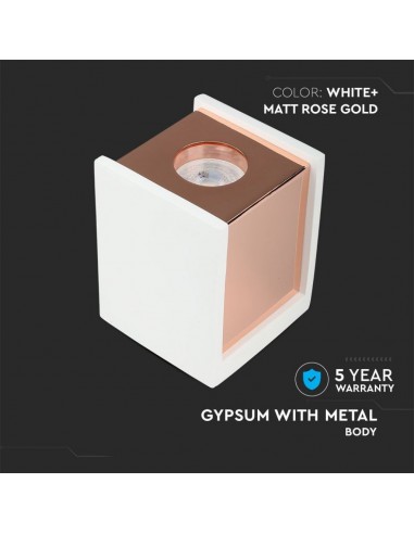 3115-Portafaretto LED Montaggio a Plafone Quadrato GU Corpo in Gesso Base Rosa Dorato-6