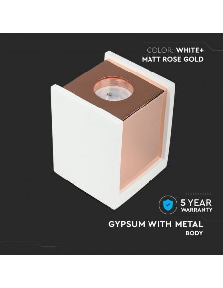 3115-Portafaretto LED Montaggio a Plafone Quadrato GU Corpo in Gesso Base Rosa Dorato-6