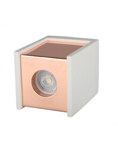 Portafaretto LED Montaggio a Plafone Quadrato GU10 Corpo in Gesso Base Rosa Dorato