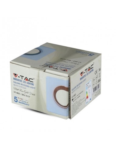 3117-Portafaretto LED da Incasso Quadrato GU e GU MR Corpo in Gesso Bianco e Metallo Rosa Dorato-2