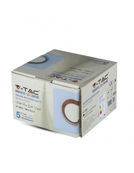 3117-Portafaretto LED da Incasso Quadrato GU e GU MR Corpo in Gesso Bianco e Metallo Rosa Dorato-2