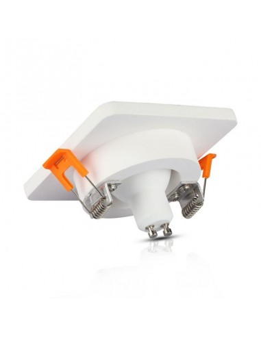 3117-Portafaretto LED da Incasso Quadrato GU e GU MR Corpo in Gesso Bianco e Metallo Rosa Dorato-5