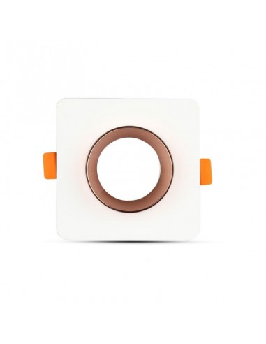 3117-Portafaretto LED da Incasso Quadrato GU e GU MR Corpo in Gesso Bianco e Metallo Rosa Dorato-6