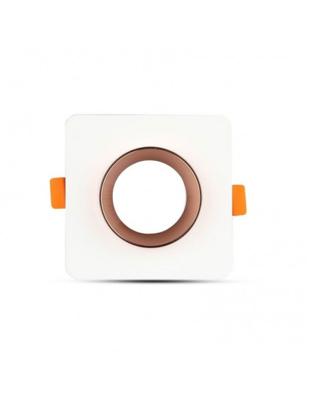 3117-Portafaretto LED da Incasso Quadrato GU e GU MR Corpo in Gesso Bianco e Metallo Rosa Dorato-6