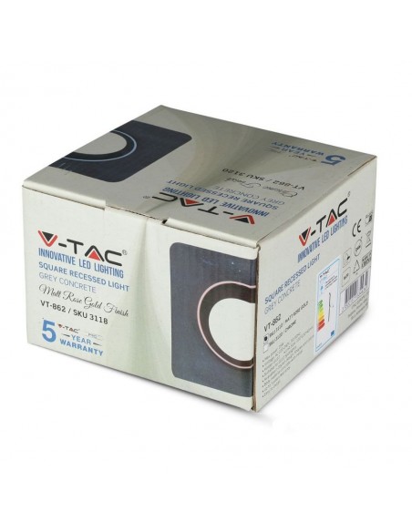 3118-Portafaretto LED da Incasso GU Corpo in Gesso Quadrato Colore Grigio con Finitura Oro Rosa-2