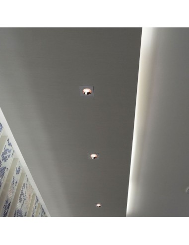 3118-Portafaretto LED da Incasso GU Corpo in Gesso Quadrato Colore Grigio con Finitura Oro Rosa-4