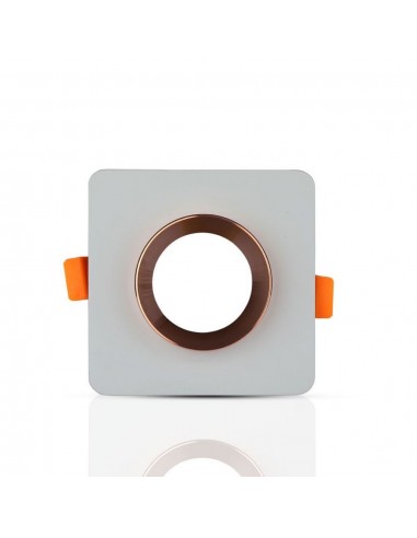 3118-Portafaretto LED da Incasso GU Corpo in Gesso Quadrato Colore Grigio con Finitura Oro Rosa-7