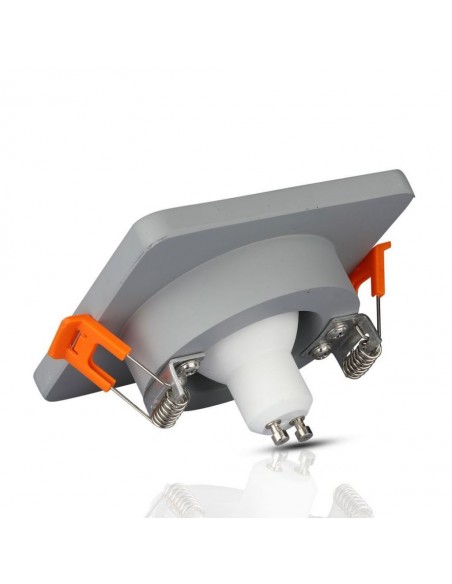 Portafaretto LED da Incasso GU10 Corpo in Gesso Quadrato Grigio con Finitura Oro Rosa