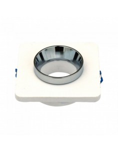 3119-Portafaretto LED da Incasso Quadrato GU e GU MR Corpo in Gesso Bianco con e Metallo Cromato-1