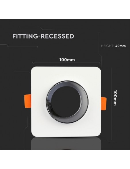 3119-Portafaretto LED da Incasso Quadrato GU e GU MR Corpo in Gesso Bianco con e Metallo Cromato-3