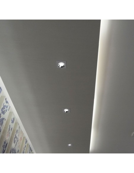 3119-Portafaretto LED da Incasso Quadrato GU e GU MR Corpo in Gesso Bianco con e Metallo Cromato-4