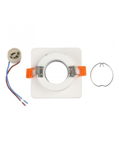 3119-Portafaretto LED da Incasso Quadrato GU e GU MR Corpo in Gesso Bianco con e Metallo Cromato-6