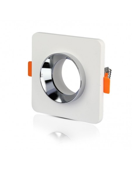 3119-Portafaretto LED da Incasso Quadrato GU e GU MR Corpo in Gesso Bianco con e Metallo Cromato-7