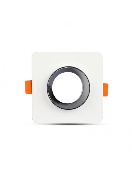 Portafaretto LED da Incasso Quadrato GU10 e GU5.3 (MR16) Corpo in Gesso Bianco con e Metallo Cromato