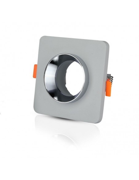 3120-Portafaretto LED da Incasso GU Corpo in Gesso Quadrato Colore Grigio con Finitura Cromata-1