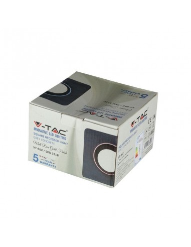 3120-Portafaretto LED da Incasso GU Corpo in Gesso Quadrato Colore Grigio con Finitura Cromata-2