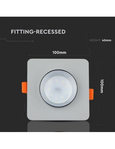 3120-Portafaretto LED da Incasso GU Corpo in Gesso Quadrato Colore Grigio con Finitura Cromata-3