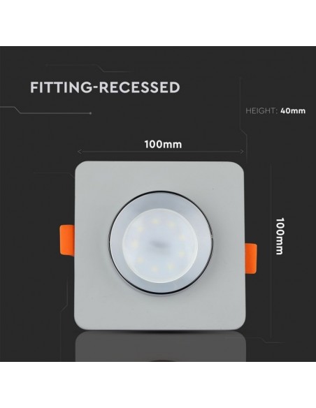 3120-Portafaretto LED da Incasso GU Corpo in Gesso Quadrato Colore Grigio con Finitura Cromata-3