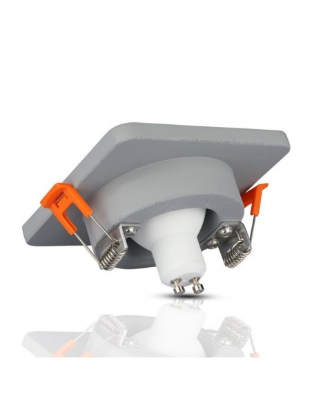 3120-Portafaretto LED da Incasso GU Corpo in Gesso Quadrato Colore Grigio con Finitura Cromata-6