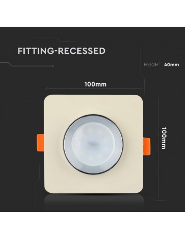 3122-Portafaretto LED da Incasso GU Corpo in Gesso Quadrato Colore Bianco con Finitura Cromata-4