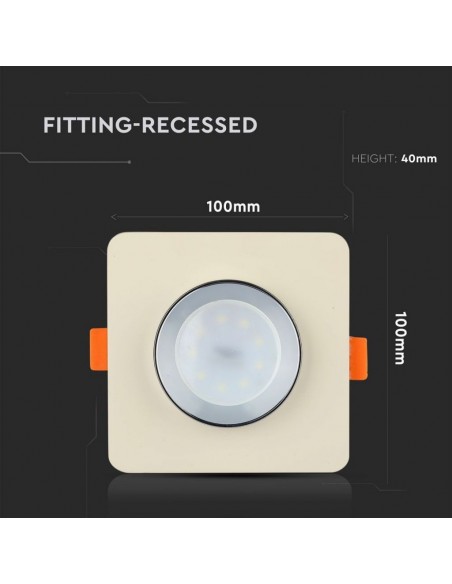 3122-Portafaretto LED da Incasso GU Corpo in Gesso Quadrato Colore Bianco con Finitura Cromata-4