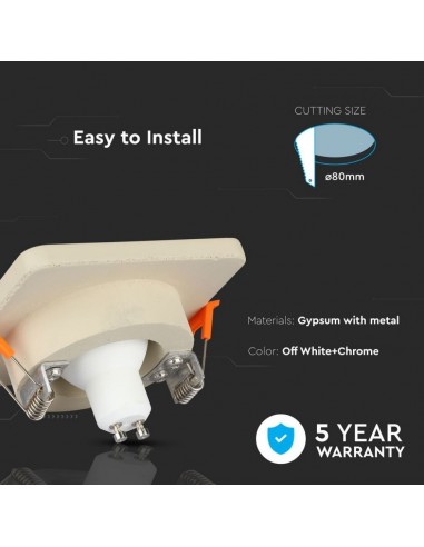 3122-Portafaretto LED da Incasso GU Corpo in Gesso Quadrato Colore Bianco con Finitura Cromata-5