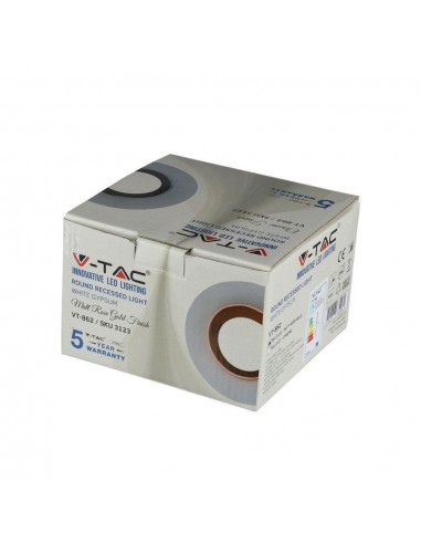 3123-Portafaretto LED da Incasso Rotondo GU e GU MR Corpo in Gesso Bianco e Metallo Rosa Dorato-2