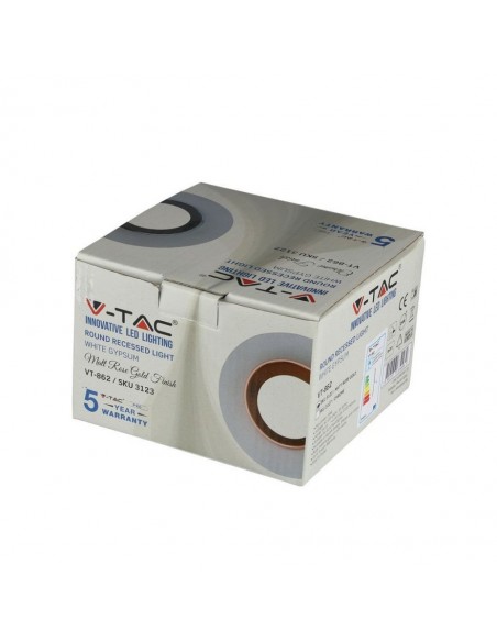 3123-Portafaretto LED da Incasso Rotondo GU e GU MR Corpo in Gesso Bianco e Metallo Rosa Dorato-2