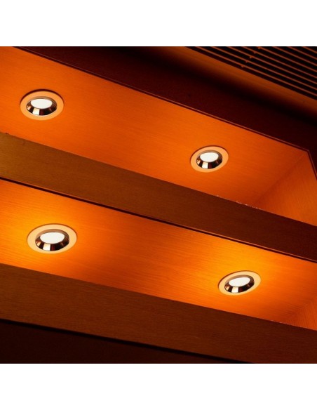 3123-Portafaretto LED da Incasso Rotondo GU e GU MR Corpo in Gesso Bianco e Metallo Rosa Dorato-4