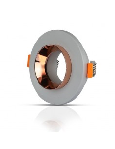 3124-Portafaretto LED da Incasso GU Corpo in Gesso Rotondo Colore Grigio con Finitura Oro Rosa-1