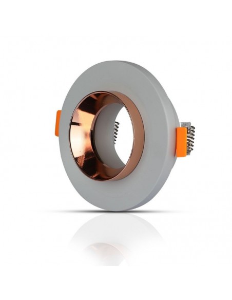 3124-Portafaretto LED da Incasso GU Corpo in Gesso Rotondo Colore Grigio con Finitura Oro Rosa-1