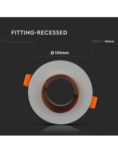 3124-Portafaretto LED da Incasso GU Corpo in Gesso Rotondo Colore Grigio con Finitura Oro Rosa-3