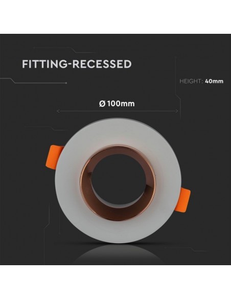 3124-Portafaretto LED da Incasso GU Corpo in Gesso Rotondo Colore Grigio con Finitura Oro Rosa-3