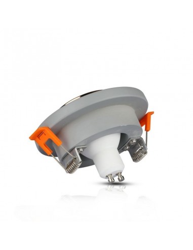 3124-Portafaretto LED da Incasso GU Corpo in Gesso Rotondo Colore Grigio con Finitura Oro Rosa-6