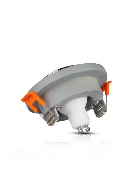 3124-Portafaretto LED da Incasso GU Corpo in Gesso Rotondo Colore Grigio con Finitura Oro Rosa-6