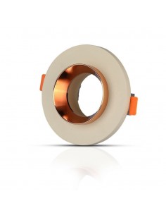 3125-Portafaretto LED da Incasso GU Corpo in Gesso Rotondo Colore Bianco con Finitura Oro Rosa-1