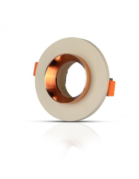 3125-Portafaretto LED da Incasso GU Corpo in Gesso Rotondo Colore Bianco con Finitura Oro Rosa-1