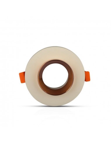 3125-Portafaretto LED da Incasso GU Corpo in Gesso Rotondo Colore Bianco con Finitura Oro Rosa-7