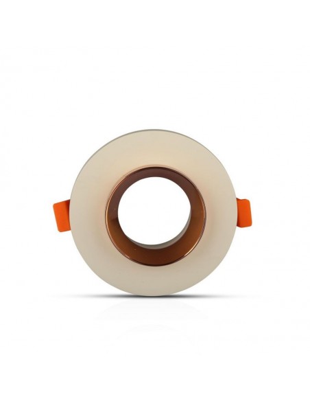 3125-Portafaretto LED da Incasso GU Corpo in Gesso Rotondo Colore Bianco con Finitura Oro Rosa-7