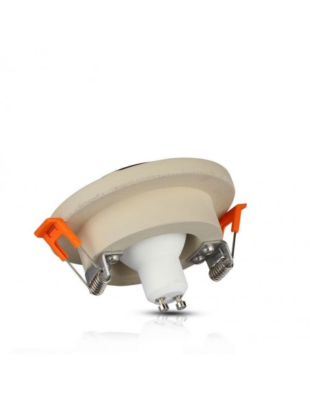 Portafaretto LED da Incasso GU10 Corpo in Gesso Rotondo Bianco con Finitura Oro Rosa