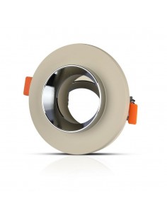 3126-Portafaretto LED da Incasso GU Corpo in Gesso Rotondo Colore Bianco con Finitura Cromata-1