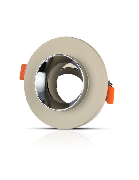 3126-Portafaretto LED da Incasso GU Corpo in Gesso Rotondo Colore Bianco con Finitura Cromata-1