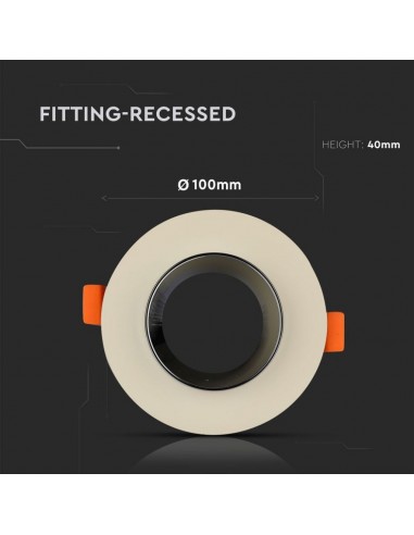 3126-Portafaretto LED da Incasso GU Corpo in Gesso Rotondo Colore Bianco con Finitura Cromata-3