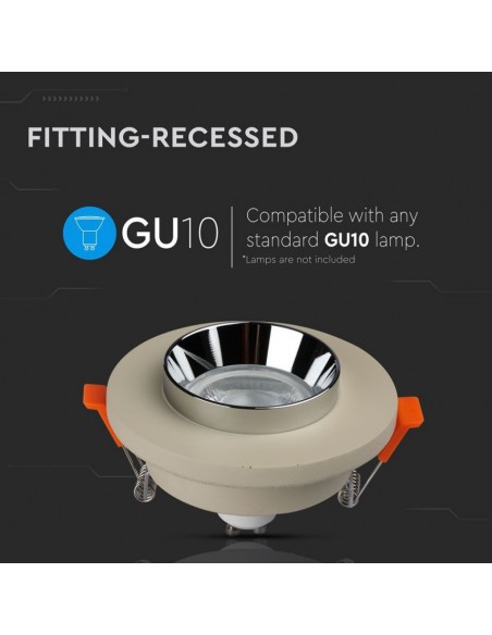 3126-Portafaretto LED da Incasso GU Corpo in Gesso Rotondo Colore Bianco con Finitura Cromata-5