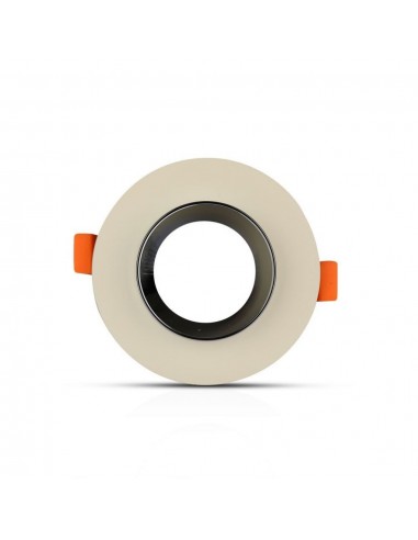 3126-Portafaretto LED da Incasso GU Corpo in Gesso Rotondo Colore Bianco con Finitura Cromata-7