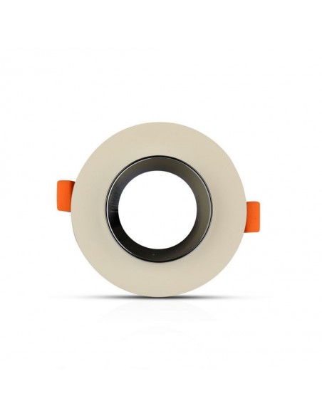 3126-Portafaretto LED da Incasso GU Corpo in Gesso Rotondo Colore Bianco con Finitura Cromata-7