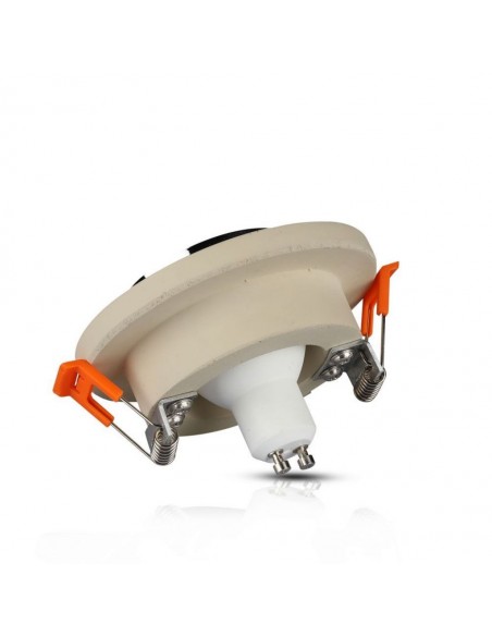 Portafaretto LED da Incasso GU10 Corpo in Gesso Rotondo Bianco con Finitura Cromata