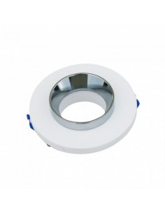 3127-Portafaretto LED da Incasso Rotondo GU e GU MR Corpo in Gesso Bianco e Metallo Cromato-1